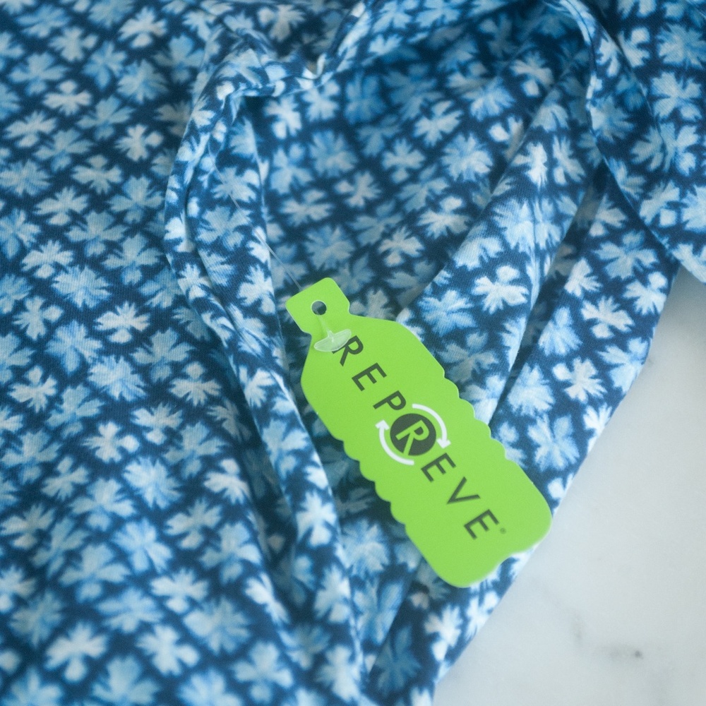 NWT Lands' End Blue Floral Tie Waist Casual Stretch Dress - Picture 3 of 9